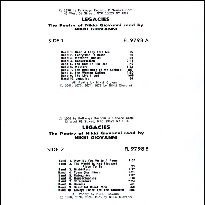 Legacies by nikki giovanni analysis