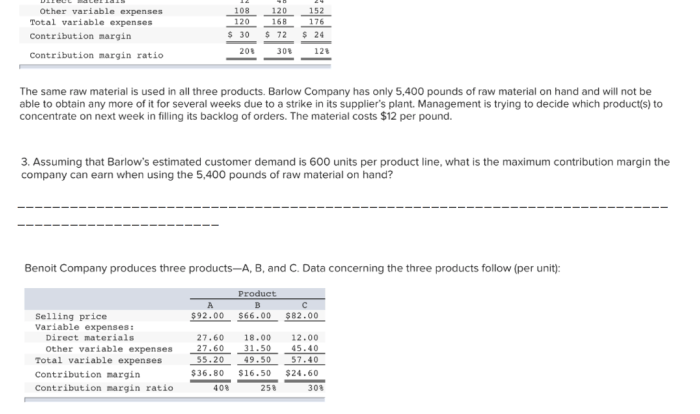 Barlow company manufactures three products