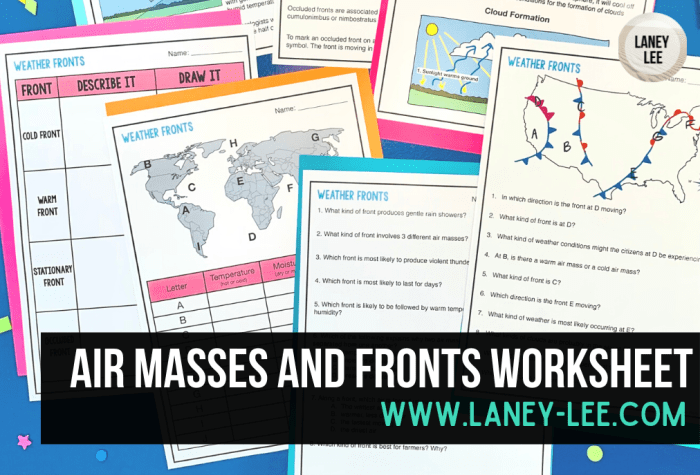 Air masses printable weather worksheets key grade science 6th teachervision earth