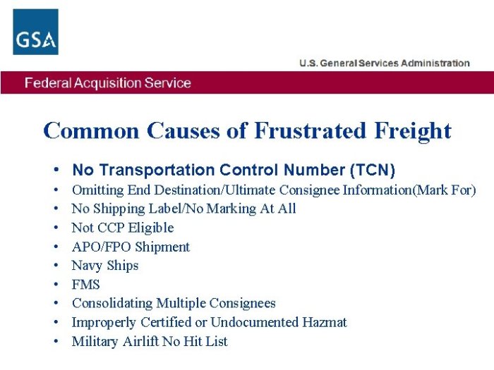 Frustrated freight cargo definition slides